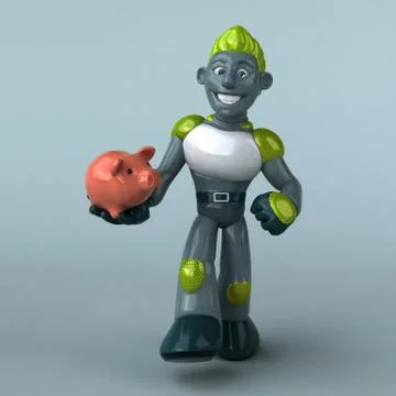 Green Robot - 3D Illustration Stock Illustration