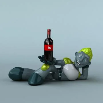 Green Robot - 3D Illustration Stock Illustration