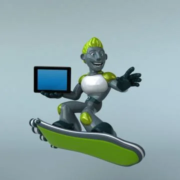 Green Robot - 3D Illustration Stock Illustration