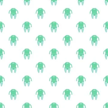 Green robot alien character seamless repeating pattern Stock-Illustration