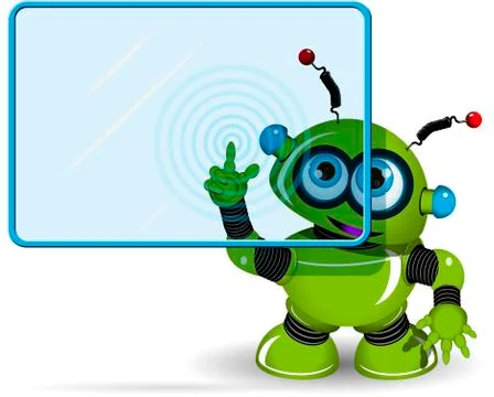 Green Robot and Screen Stock Illustration