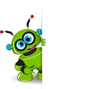 Green Robot and White Background Stock Illustration
