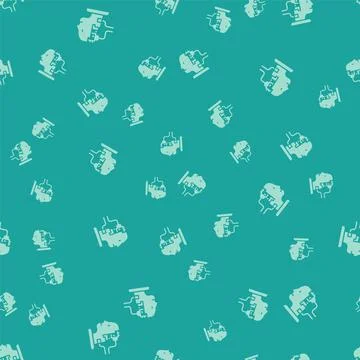 Green Robot connected for maintenance icon isolated seamless pattern on green 스톡 일러스트