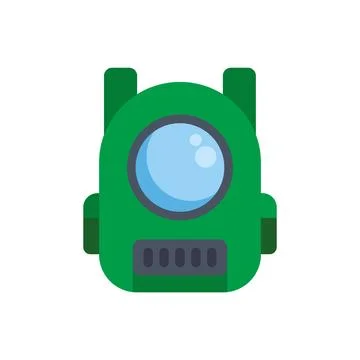 Green robot head icon with a large eye and speaker grill Stock Illustration