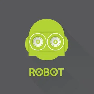 Green robot head logo design 库存插图