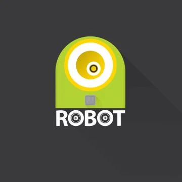 Green robot head logo design Illustrazione stock