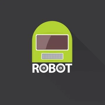 Green robot head logo design Stock Illustration