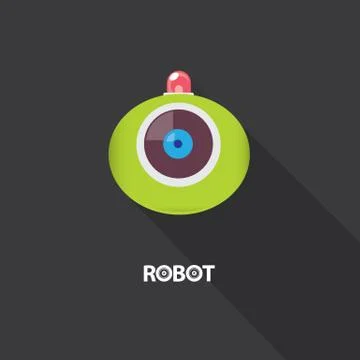 Green robot head logo design Illustrazione stock