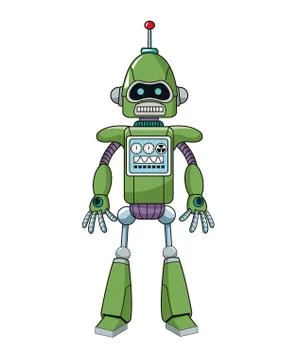 Green robot machine engineering Stock Illustration
