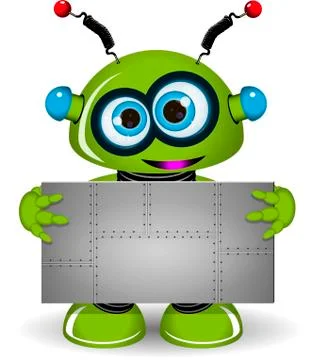 Green Robot with a Metal Background Stock Illustration
