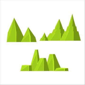Green Rock Elements Set Illustrazione stock