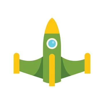 Green rocket ship flying through space exploring galaxy Stock Illustration