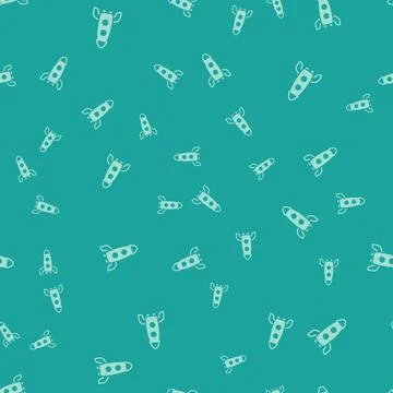Green Rocket ship icon isolated seamless pattern on green background. Space Stock Illustration