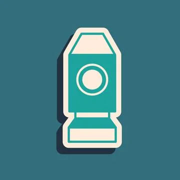 Green Rocket ship icon isolated on green background. Space travel. Long shadow Stock Illustration