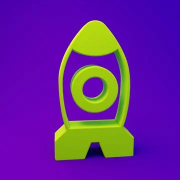 Green Rocket ship toy icon isolated on purple-blue background. Space travel.. Stock Illustration