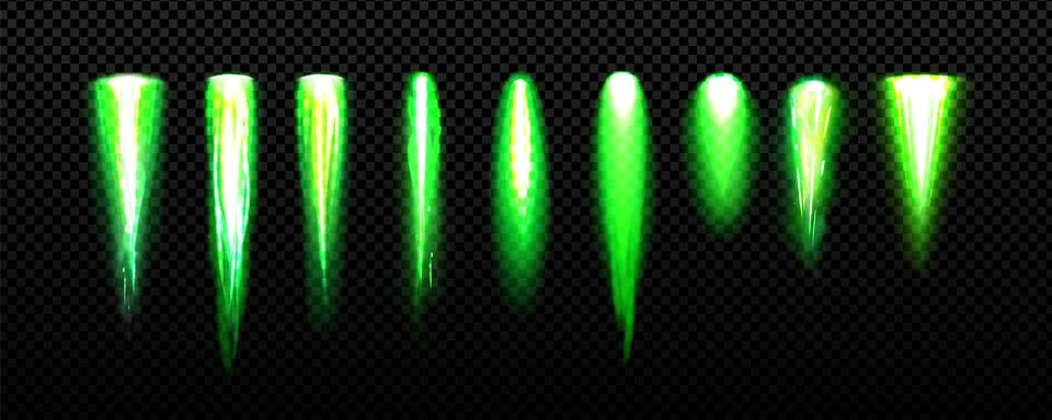 Green rocket spaceship fire light smoke trail vfx Stock Illustration
