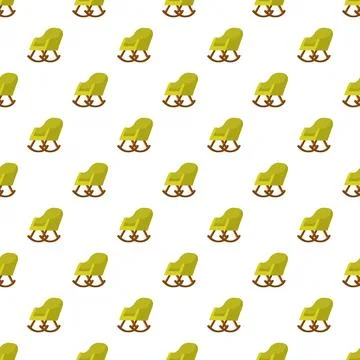 Green rocking chair seamless pattern background Stock Illustration