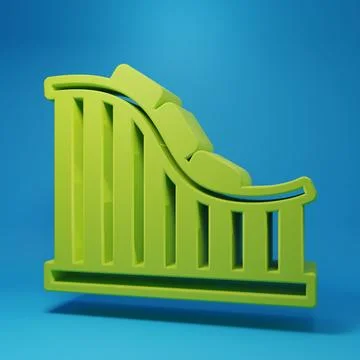 Green Roller coaster icon isolated on blue background. Amusement park. Chil.. 스톡 일러스트