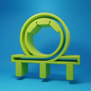 Green Roller coaster icon isolated on blue background. Amusement park. Chil.. Stock Illustration