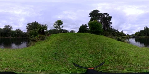 Green Rolling Hills with Trees - VR360 360 Panoramic View, New Zealand Stock Footage 331552405
