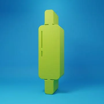 Green Rolling pin icon isolated on blue background. Minimalism concept. 3D .. Illustration