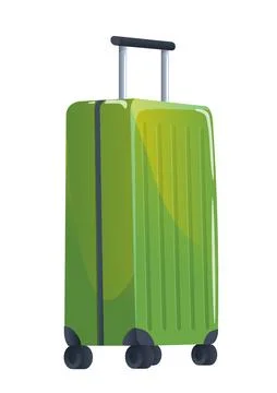 Green rolling suitcase icon on white. Vector illustration Stock Illustration