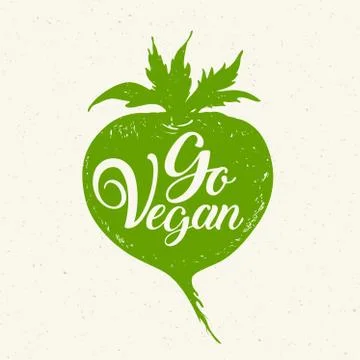 Green root vegetable and lettering Stock Illustration
