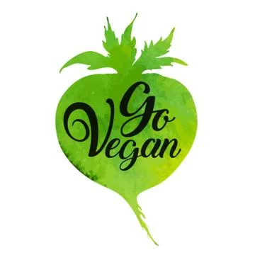 Green root vegetable and lettering Stock Illustration