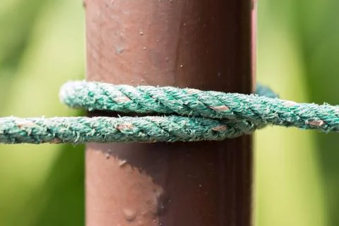 Green Rope on the pole Foto stock