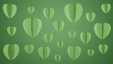 Green Rotating Paper Hearts Loop. Ideal for Valentine's Day Stock Footage 229462364