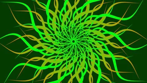 Green rotating patterned colorful spiral, Abstract waves background. Stock Illustration