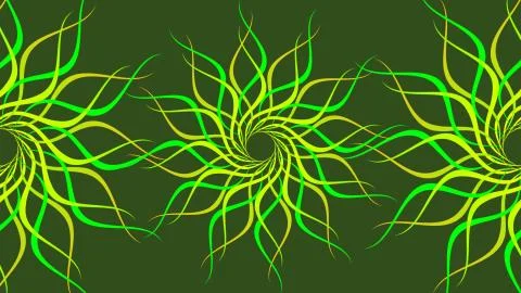 Green rotating patterned colorful spiral, Abstract waves background. Stock Illustration