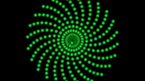 Green Rotating Spiral Dotted Vortex and Geometric Loader Loop Stock Footage 342779498