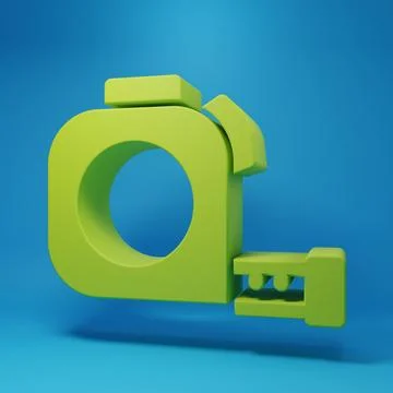 Green Roulette construction icon isolated on blue background. Tape measure .. Ilustración de archivo