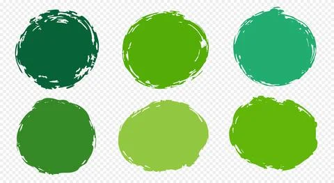 Green round brush strokes for notes or ad are on transparent background. Stock Illustration