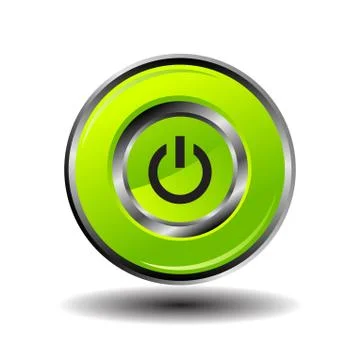 Green round button shut down icon vector Stock Illustration
