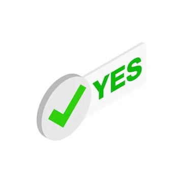 Green round button YES icon, isometric 3d style Stock Illustration