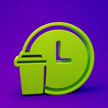 Green Round the clock delivery icon isolated on purple-blue background. Min.. Stock Illustration