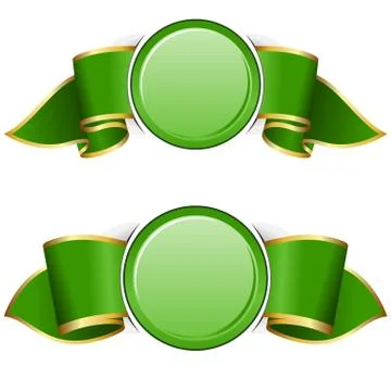 Green round frame with ribbon Stock Illustration