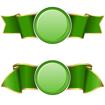 Green round frame with ribbon Stock Illustration
