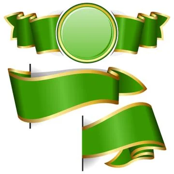 Green round frame with ribbon Stock Illustration