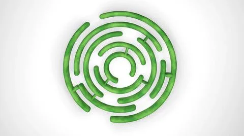 Green round labyrinth , abstract geometric maze Stock Illustration