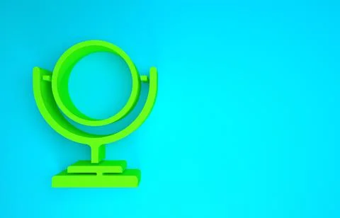 Green Round makeup mirror icon isolated on blue background. Minimalism concep Stock Illustration