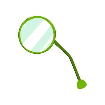 Green round rear view mirror isolated on white background Stock Illustration