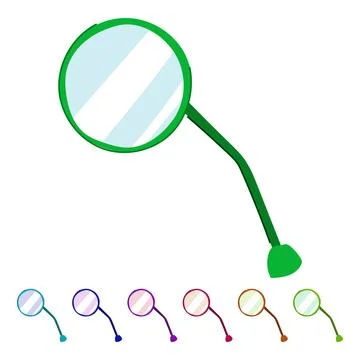 Green round rear view mirror isolated on white background graphic Stock Illustration