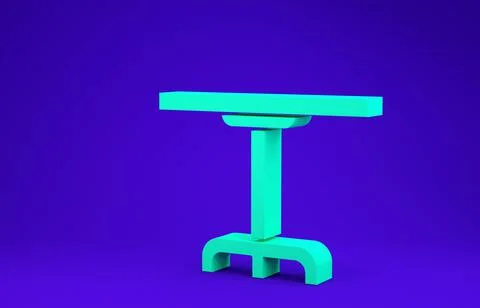 Green Round table icon isolated on blue background. Minimalism concept. 3d il Illustrazione stock