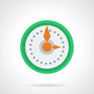 Green round wall clock flat color vector icon Illustrazione stock
