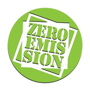 Green round zero emission label or stamp Illustrazione stock