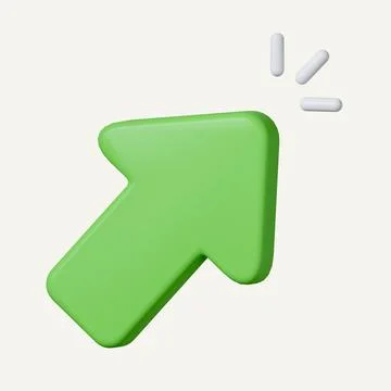 Green rounded arrow mouse cursor pointer symbol user interface theme 3d render Stock Illustration