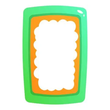 Green rounded rectangle banner with orange frame and clouds showing copy space Ilustración de archivo